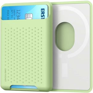 Mobigear Pocket - Porte Cartes en en Silicone - 2 Cartes - Compatible MagSafe - Vert