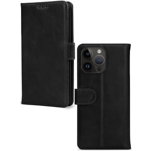 Mobilize Wallet Housse iPhone 14 Pro Max Etui en Cuir Véritable Porte-Monnaie - Noir