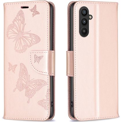 Mobigear Butterfly Housse Samsung Galaxy A24 Etui Porte-Monnaie - Rose doré