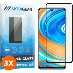 Mobigear Premium Xiaomi Redmi Note 9 Pro Verre trempé Protection d'écran - Compatible Coque - Noir (Lot de 3)