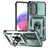 Mobigear Armor Ring Cam Slide Samsung Galaxy A54 Plastique rigide Coque arrière Antichoc avec bague de maintien et cache caméra coulissant - Vert