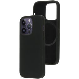 Mobiparts Coque iPhone 14 Pro MagSafe Coque arrière en Silicone - Noir