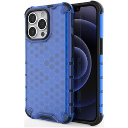 Mobigear Honeycomb Coque iPhone 14 Coque arrière Rigide Anti-Chocs - Bleu