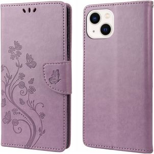 Mobigear Flowers Housse iPhone 14 Plus Etui Porte-Monnaie - Violet