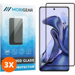 Mobigear Premium Xiaomi 11T Verre trempé Protection d'écran - Compatible Coque - Noir (Lot de 3)