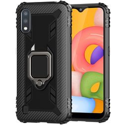 Mobigear Armor Ring Coque Samsung Galaxy A01 Coque arrière en TPU Souple Anti-Chocs avec Anneau-Support - Noir