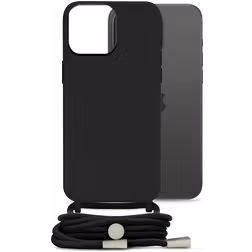 Mobilize Lanyard Gelly iPhone 15 Pro Max Coque avec cordon en TPU Souple - Noir
