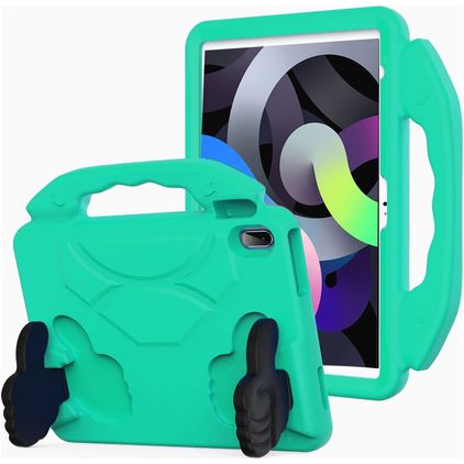 Mobigear Thumbs Up Coque iPad 10 (2022) Coque de tablette pour enfants avec Poignée Enfants en EVA - Turquoise