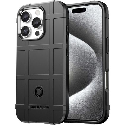 Mobigear Rugged Shield Coque iPhone 16 Pro Max Coque arrière en TPU Souple Anti-Chocs - Noir