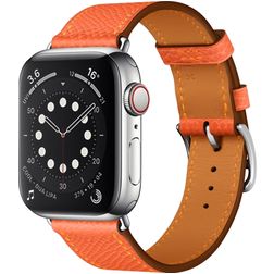 Mobigear Torino Bracelet Cuir pour Apple Watch Fermeture boucle ardillon - 42/41/40/38 mm - Orange