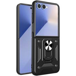 Mobigear Armor Ring Coque Samsung Galaxy Z Flip 7 Coque arrière Rigide Anti-Chocs avec Anneau-Support - Noir