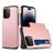 Mobigear Card iPhone 15 Pro Max Plastique rigide Coque arrière Antichoc avec porte-cartes - Rose doré