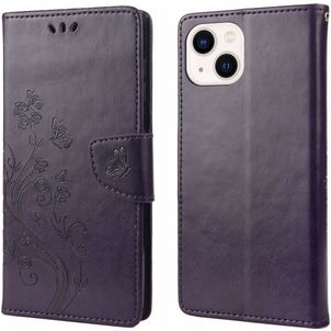 Mobigear Flowers Housse iPhone 14 Plus Etui Porte-Monnaie - Violet