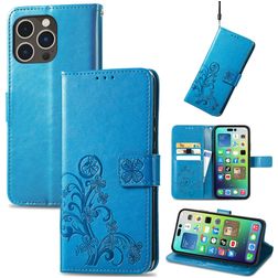Mobigear Clover Housse iPhone 15 Pro Etui Porte-Monnaie - Bleu
