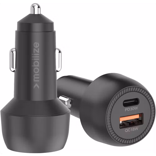 Mobilize - Double USB / USB-C Chargeur voiture Power Delivery 48W - Noir