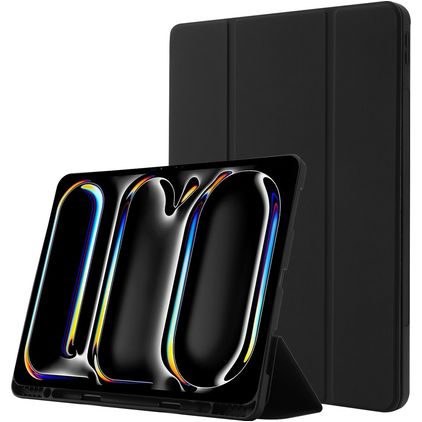 Mobigear Tri-Fold Gel Coque iPad Pro 11 Pouces (2024) Etui en TPU,Similicuir + Porte-crayon - Noir