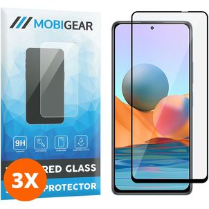 Mobigear Premium Xiaomi Redmi Note 10 Pro Verre trempé Protection d'écran - Compatible Coque - Noir (Lot de 3)