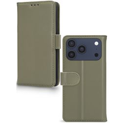 Mobilize Wallet Housse iPhone 17 Pro Max Etui en Cuir Véritable Porte-Monnaie - Vert