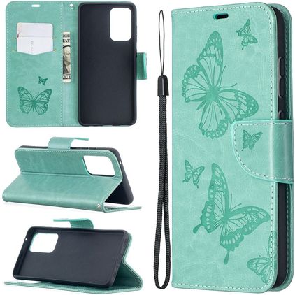 Mobigear Butterfly Housse Samsung Galaxy A52 Etui Porte-Monnaie - Turquoise