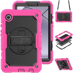 Mobigear SureGrip Xtreme Samsung Galaxy Tab A11 Plastique rigide / Silicone Coque arrière + Bandoulière + Support - Rose