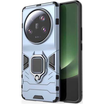 Mobigear Armor Ring Coque Xiaomi 13 Ultra Coque arrière Rigide Anti-Chocs avec Anneau-Support - Bleu Marin