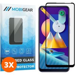 Mobigear Premium Samsung Galaxy M11 Verre trempé Protection d'écran - Compatible Coque - Noir (Lot de 3)
