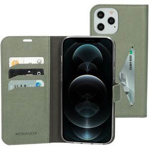 Mobiparts Classic Wallet Housse iPhone 12 Pro Max Etui Porte-Monnaie - Stone Green