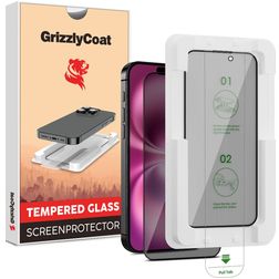 GrizzlyCoat AlignPro AntiSpy iPhone 16 Verre trempé Protection d'écran Confidentialité - Compatible Coque + Cadre d'installation