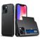 Mobigear Card Coque iPhone 15 Coque arrière Rigide Anti-Chocs avec Porte-Cartes - Noir