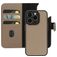 Mobiparts Housse iPhone 15 Pro MagSafe Etui avec Coque Détachable en Cuir Véritable Porte-Monnaie - Taupe