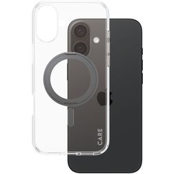 CARE by PanzerGlass Kickstand iPhone 16 Plus MagSafe Plastique rigide Coque arrière avec béquille - Transparent / Noir