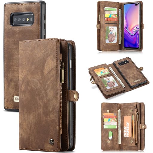 Caseme 008 Housse Samsung Galaxy S10 Etui avec Coque Détachable Porte-Monnaie - Marron
