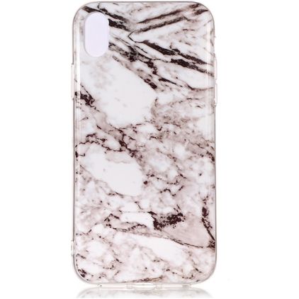 Mobigear Marble Coque iPhone XS Max Coque arrière en TPU Souple - Blanc