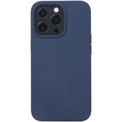 Mobigear Rubber Touch Coque iPhone 14 Coque arrière en Silicone - Bleu Marin