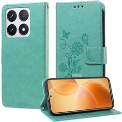 Mobigear Flowers Xiaomi 14T Pro Étui Portefeuille - Vert