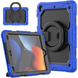 Mobigear RingGuard Coque iPad 9 (2021) Coque arrière en Plastique rigide,Silicone + Support Amovible - Bleu