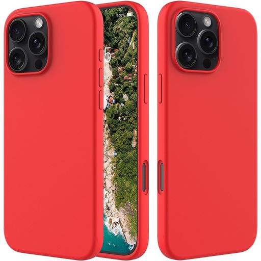 Mobigear Rubber Touch Coque iPhone 16 Pro Max Coque arrière en Silicone - Rouge
