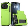 Mobigear Card Coque iPhone 18 Pro Max Coque arrière Rigide Anti-Chocs avec Porte-Cartes - Vert
