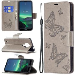 Mobigear Butterfly Housse Nokia 1.4 Etui Porte-Monnaie - Gris
