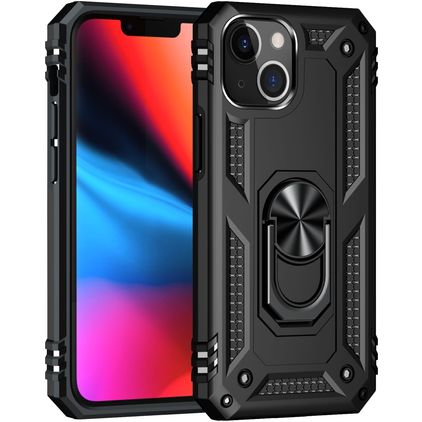 Mobigear Armor Ring Coque iPhone 13 Mini Coque arrière Rigide Anti-Chocs avec Anneau-Support - Noir