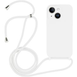 Mobigear Lanyard iPhone 15 Coque avec cordon en Silicone - Blanc