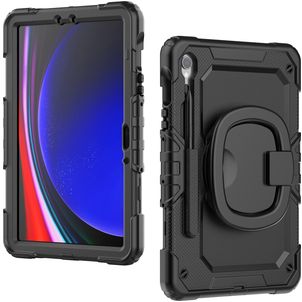 Mobilize Rotating Defender Coque Samsung Galaxy Tab S9 Coque arrière en Plastique rigide,Silicone + Bandoulière + Support Amovible - Noir