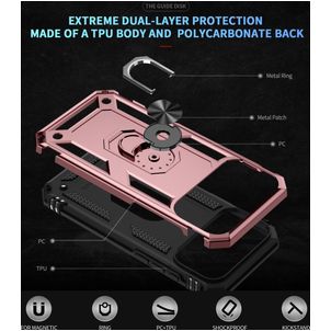 Mobigear Armor Ring Coque iPhone 17 Pro Max Coque arrière Rigide Anti-Chocs avec Anneau-Support - Rose doré