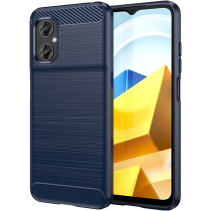 Mobigear Brushed Slim Coque POCO M5 Coque arrière en TPU Souple - Bleu Marin