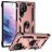 Mobigear Armor Ring Coque Samsung Galaxy S23 Ultra Coque arrière Rigide Anti-Chocs avec Anneau-Support - Rose doré