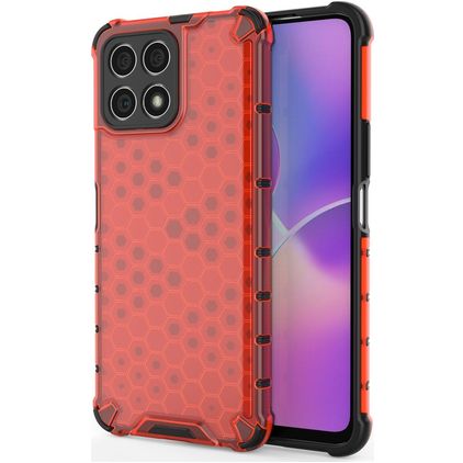 Mobigear Honeycomb HONOR X8 Plastique rigide Coque arrière Antichoc - Rouge