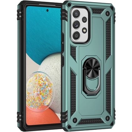 Mobigear Armor Ring Coque Samsung Galaxy A53 Coque arrière Rigide Anti-Chocs avec Anneau-Support - Vert