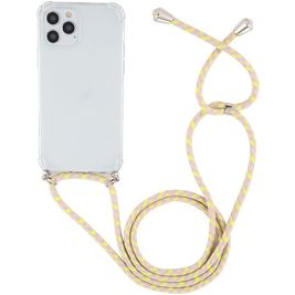 Mobigear Lanyard iPhone 12 Pro Max Coque avec cordon en TPU Souple - Transparent / Jaune
