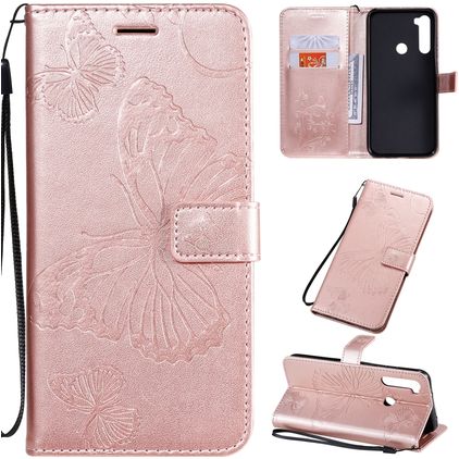 Mobigear Butterfly Housse Xiaomi Redmi Note 8T Etui Porte-Monnaie - Rose doré