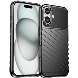Mobigear Groove Coque iPhone 16 Coque arrière en TPU Souple - Noir